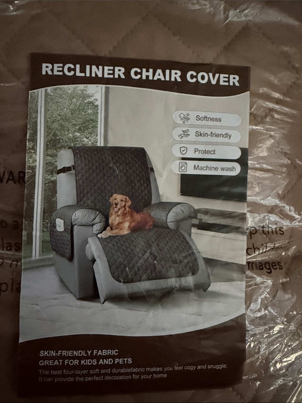 Quilted Recliner Chair Cover - Dark Gray